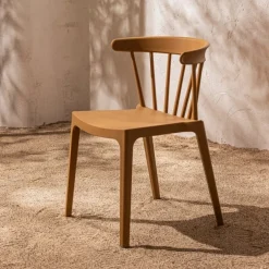 Woood Bliss tuinstoel met spijlen wood fiber caramel melange