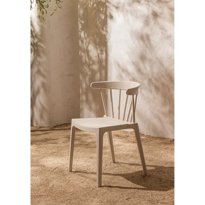 Woood Bliss tuinstoel met spijlen wheat fiber off white melange