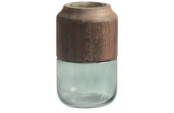 Woood Celeste Vaas Glas/hout Blauw/groen 28x16cm