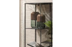 Woood Celeste Vaas Glas/hout Blauw/groen 28x16cm