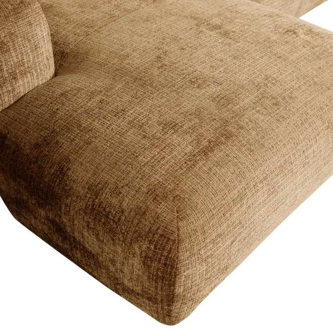 Woood CLOUD chaise longue links geweven chenille honinggeel