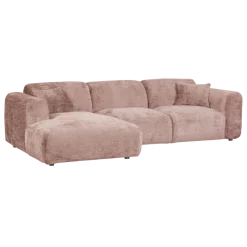 Woood CLOUD chaise longue links geweven chenille taupe / roze