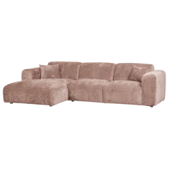 Woood CLOUD chaise longue links geweven chenille taupe / roze