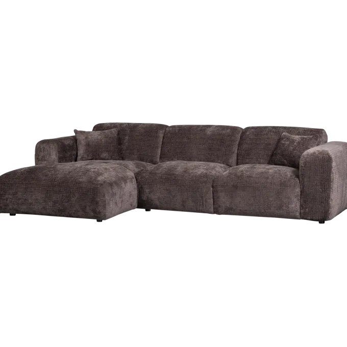 Woood CLOUD chaise longue links geweven chenille warm bruin