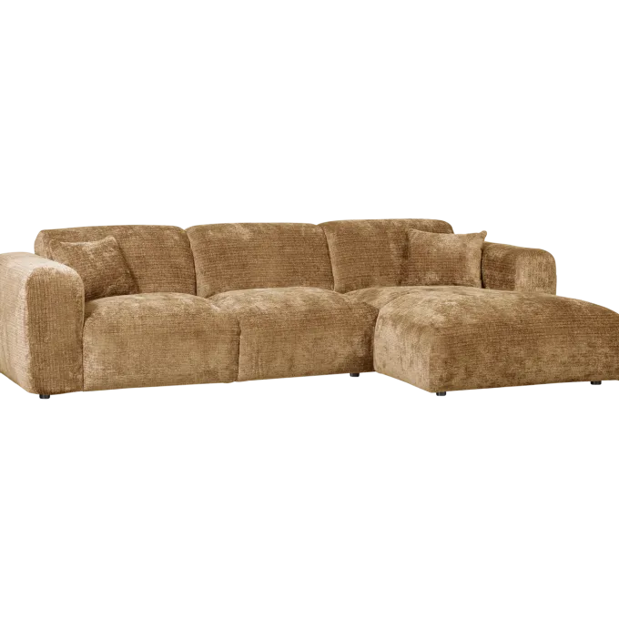 Woood CLOUD chaise longue rechts geweven chenille honinggeel