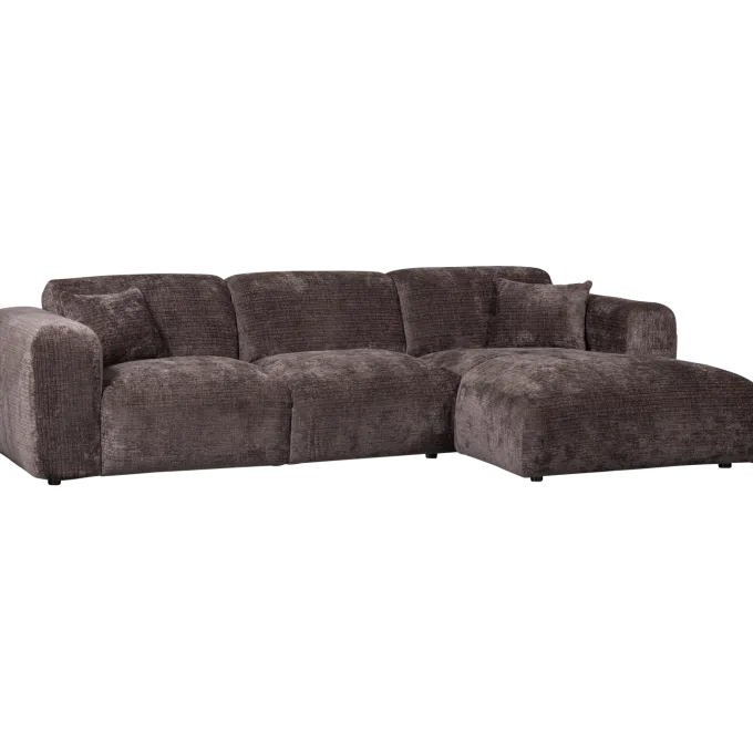 Woood CLOUD chaise longue rechts geweven chenille warm bruin