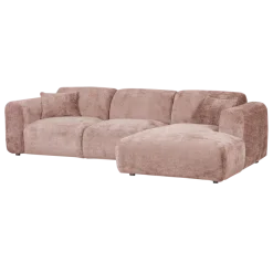 Woood CLOUD chaise longue rechts geweven chenille taupe / roze