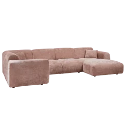 Woood CLOUD hoekbank links geweven chenille taupe / roze