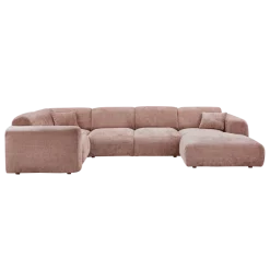 Woood CLOUD hoekbank links geweven chenille taupe / roze