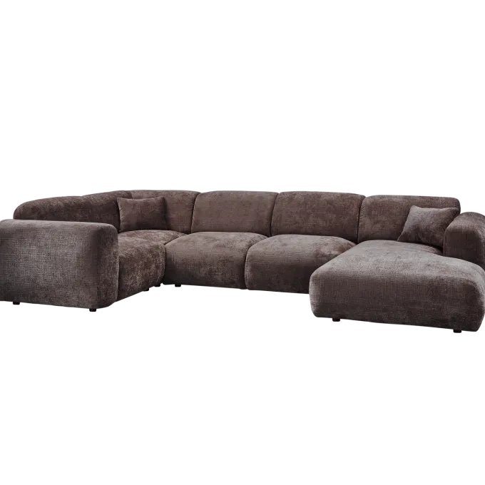 Woood CLOUD hoekbank links geweven chenille warm bruin