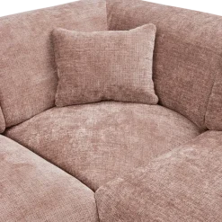 Woood CLOUD hoekbank rechts geweven chenille taupe / roze