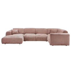 Woood CLOUD hoekbank rechts geweven chenille taupe / roze