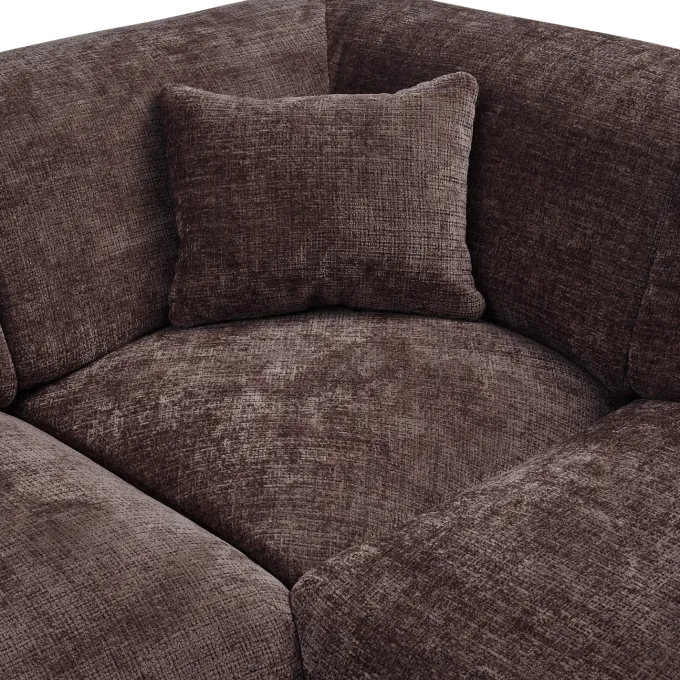 Woood CLOUD hoekbank rechts geweven chenille warm bruin