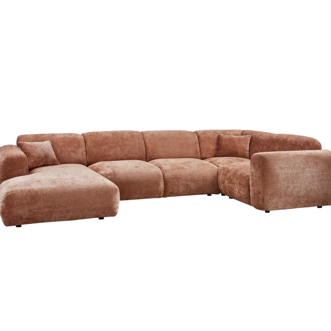 Woood CLOUD hoekbank rechts geweven chenille terra