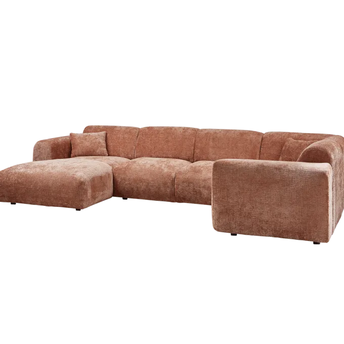 Woood CLOUD hoekbank rechts geweven chenille terra