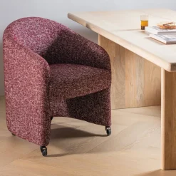 Woood Cordo Eetkamerstoel Met Wielen Melange Bordeauxrood [fsc]