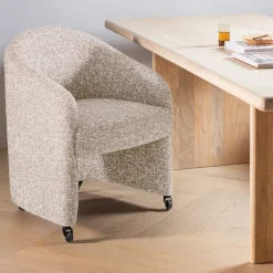 Woood Cordo Eetkamerstoel Met Wielen Melange Naturel [fsc]