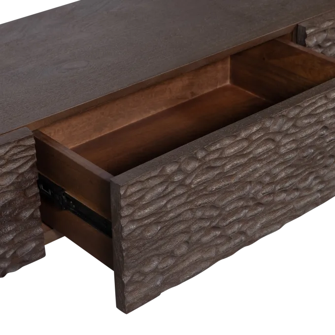 Woood Crumble carved tv meubel mango walnoot