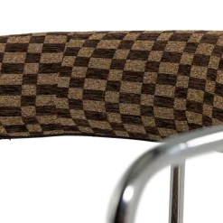 Woood Cuby Eetkamerstoel Chroom Ruitstof Bruin - Set Van 2 [FSC]