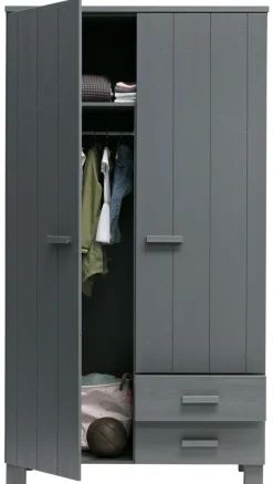 Woood Dennis Kast Met Laden Grenen Steel Grey Geborsteld [fsc]
