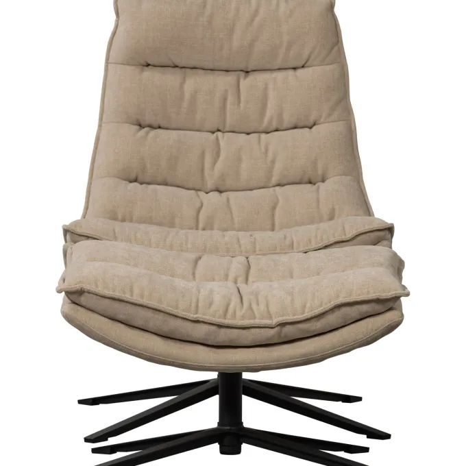 Woood Draaifauteuil Kube met hocker naturel