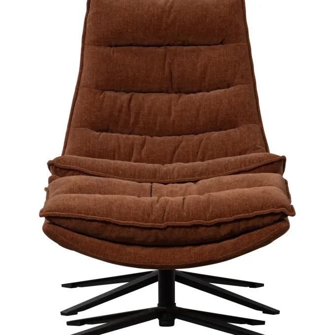 Woood Draaifauteuil Kube met hocker bruin