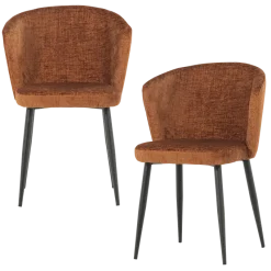Woood Eetkamerstoel Luse Velvet Oranje - Set van 2 [fsc]