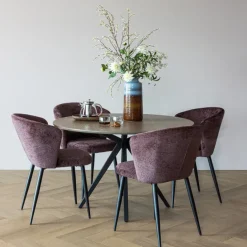 Woood Eetkamerstoel Luse Velvet Paars - Set van 2 [fsc]