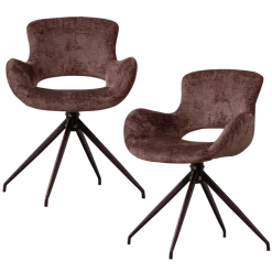 Woood Eliva eetkamerstoel structure velvet paars - set van 2