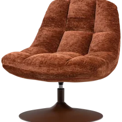 Woood Elvi Draaifauteuil Chenille Structuur Roestbruin