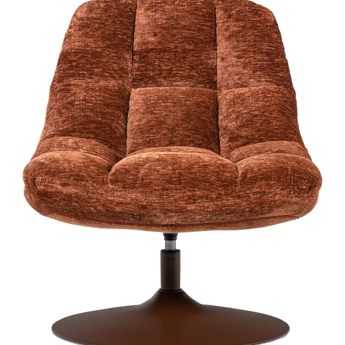 Woood Elvi Draaifauteuil Chenille Structuur Roestbruin