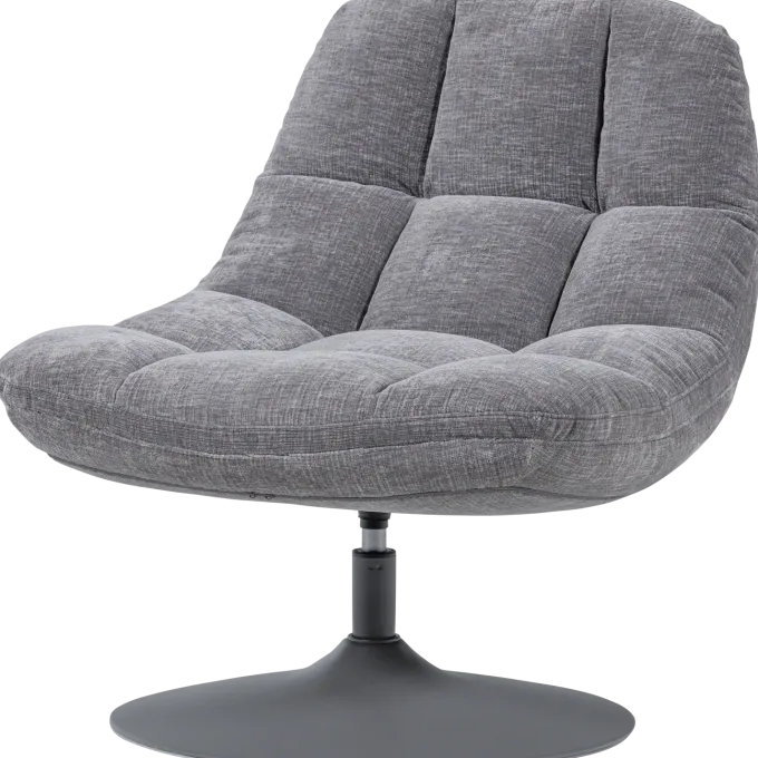 Woood Elvi Draaifauteuil Chenille Structuur Lichtgrijs