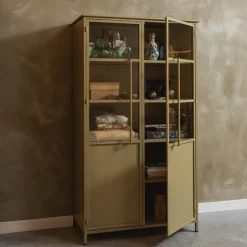 Woood Exhibit vitrinekast metaal khaki