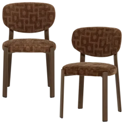 Woood Foon Eetkamerstoel 3d Structuurstof Bruin - Set Van 2 [FSC]