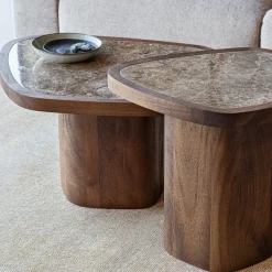 Woood Granu Bijzettafel Marmer/Mangohout Bruin [FSC]