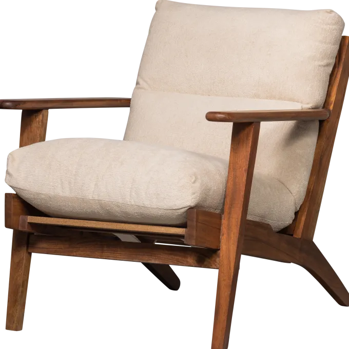 Woood Houston fauteuil bouclé/hout naturel