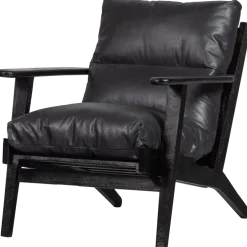 Woood Houston fauteuil echt leer zwart
