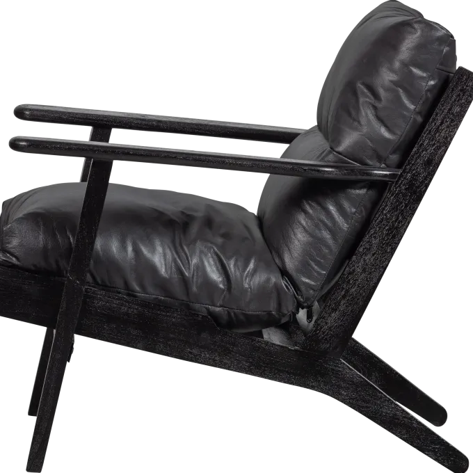 Woood Houston fauteuil echt leer zwart
