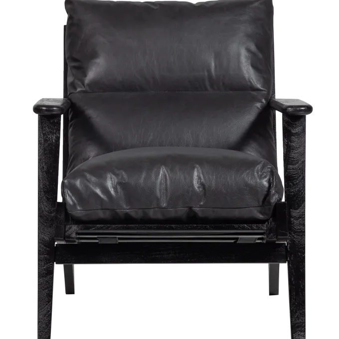 Woood Houston fauteuil echt leer zwart