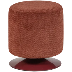 Woood Islen Poef Met Draaivoet Boucle Bordeauxrood