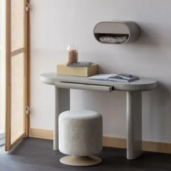 Woood Islen Poef Met Draaivoet Boucle Beige