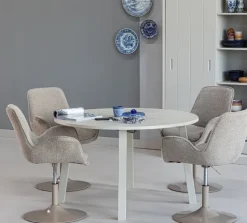 Woood Janne uitschuifbare eettafel rond eiken dakargrau [fsc]