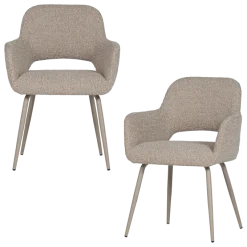 Woood Jenny Eetkamerstoel Boucle Zand Melange - Set Van 2 [FSC]