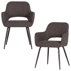 Woood Jenny Eetkamerstoel Boucle Bruin Melange - Set Van 2 [FSC]