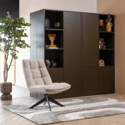 Woood Jouke Draaifauteuil Chenille Structuur Naturel [fsc]