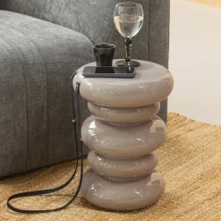 Woood Kivo Bijzettafel Metaal Hoogglans Zand