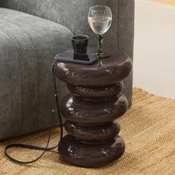 Woood Kivo Bijzettafel Metaal Hoogglans Donkerbruin