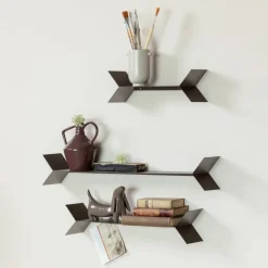 Woood Lorin Wandplanken Metaal Mokkabruin - Set Van 3