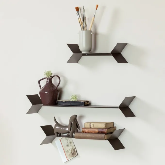 Woood Lorin Wandplanken Metaal Mokkabruin - Set Van 3