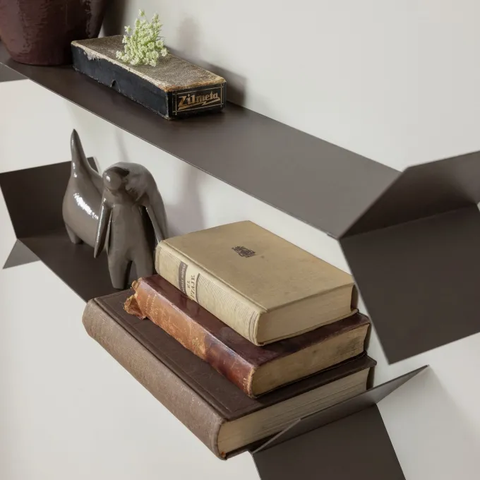 Woood Lorin Wandplanken Metaal Mokkabruin - Set Van 3